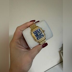 Michele Deco Gold Watch – Blue Dial